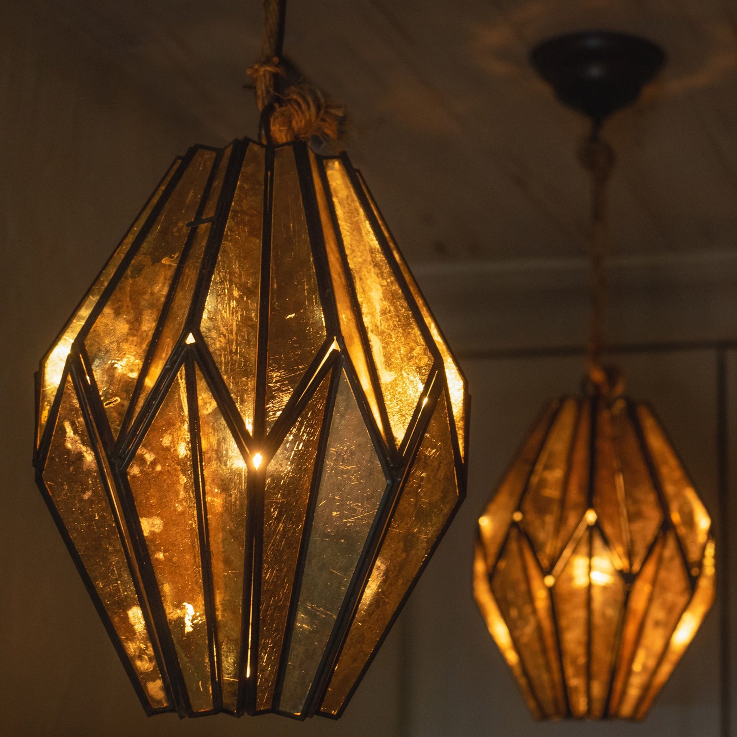 Mexican Gilded Glass Lantern