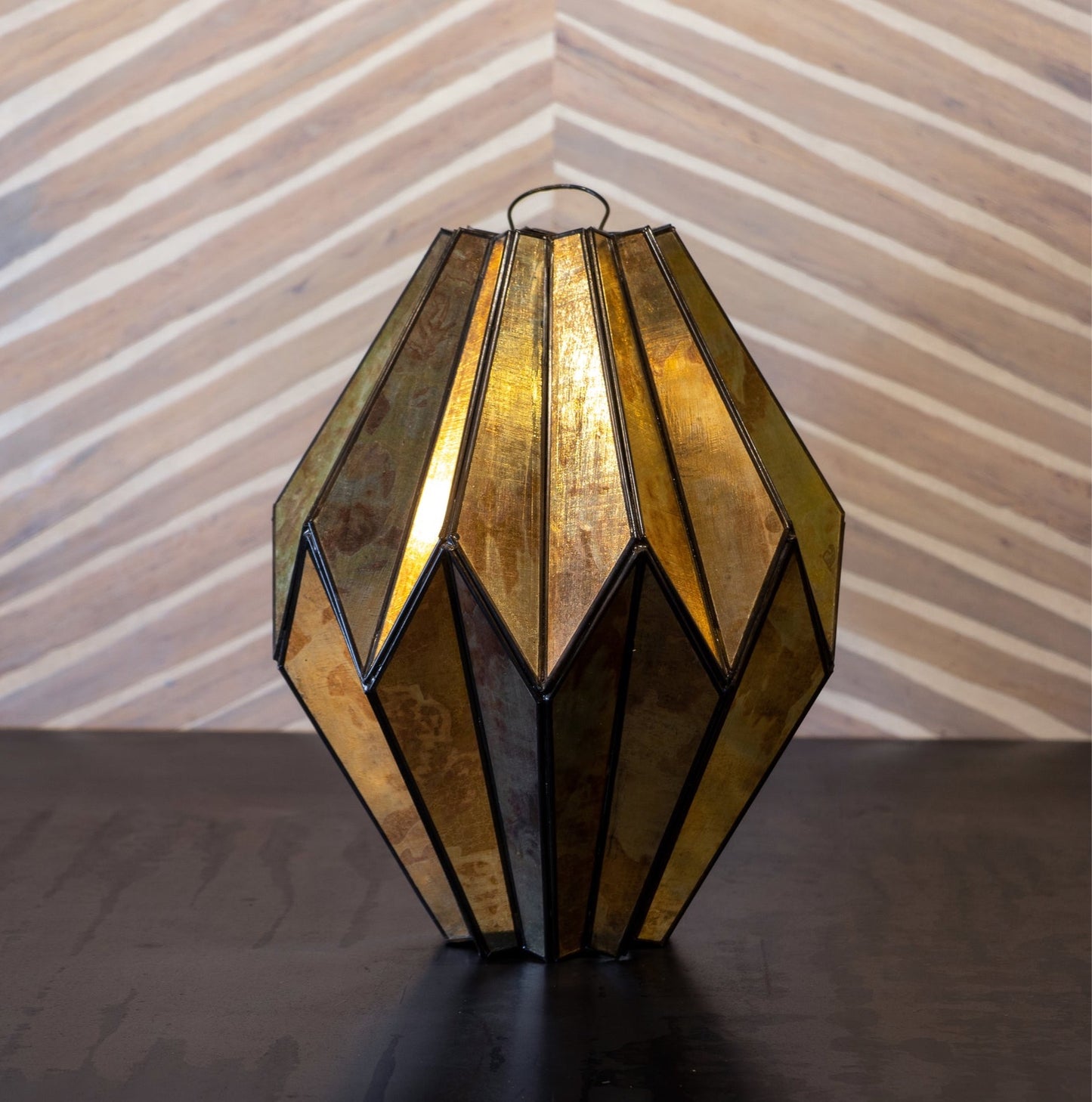 Mexican Gilded Glass Lantern