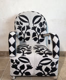 White and Black Handmade African Yoruba Beaded Chair