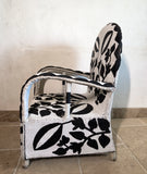 White and Black Handmade African Yoruba Beaded Chair