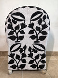 White and Black Handmade African Yoruba Beaded Chair