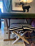 Balinese Goat Skin, Fur & Zebra Hide Teak Folding Campaign Stools