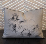 Sean Rush Gesture Drawing on Linen Pillow
